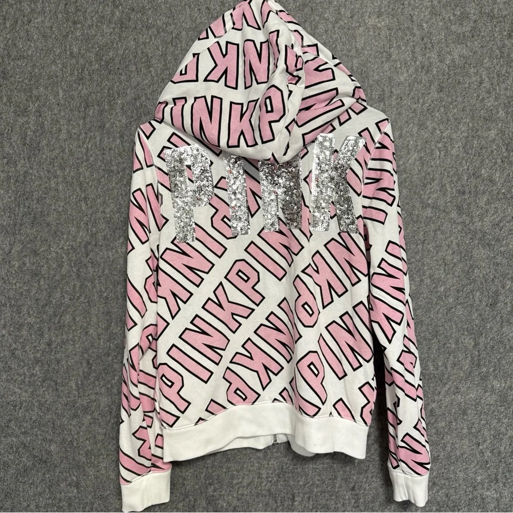 VICTORIA'S SECRET PINK GRAPHIC HOODIE FASHION SHOW FULL ZIP size L - Picture 5 of 12